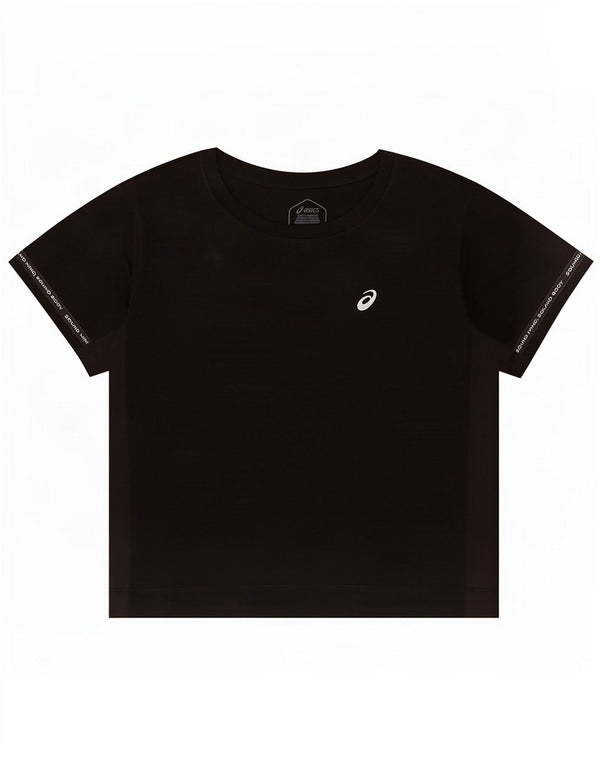 Asics T-shirt corta da donna UK 10 Small Nero Poliestere