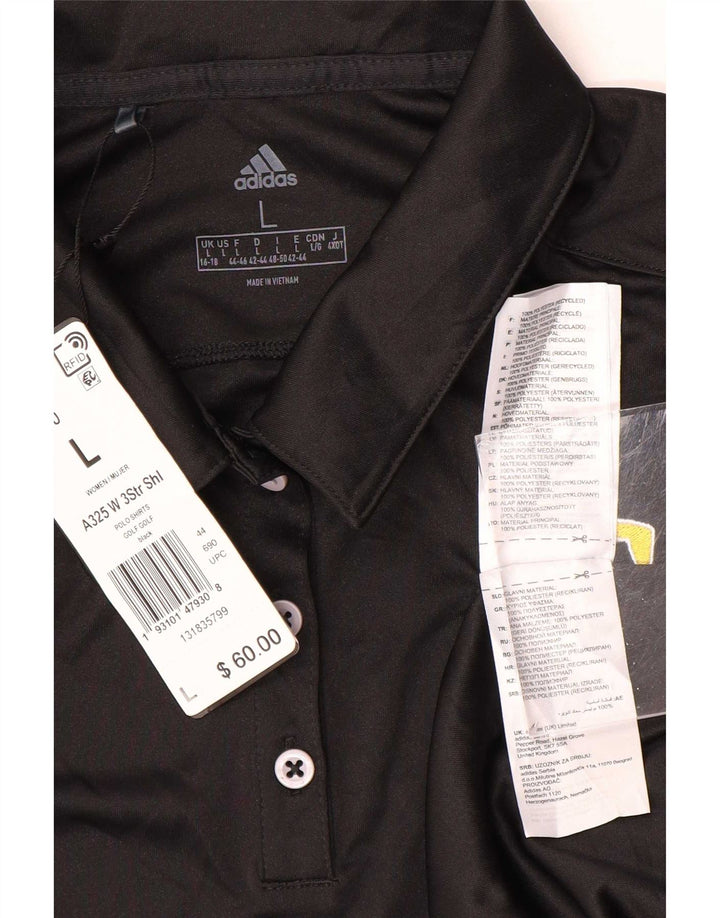 Polo Adidas Donna UK 16/18 Large Nero Poliestere