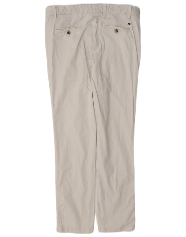 Pantaloni da abito dritti da uomo Tommy Hilfiger W33 L30 cotone bianco