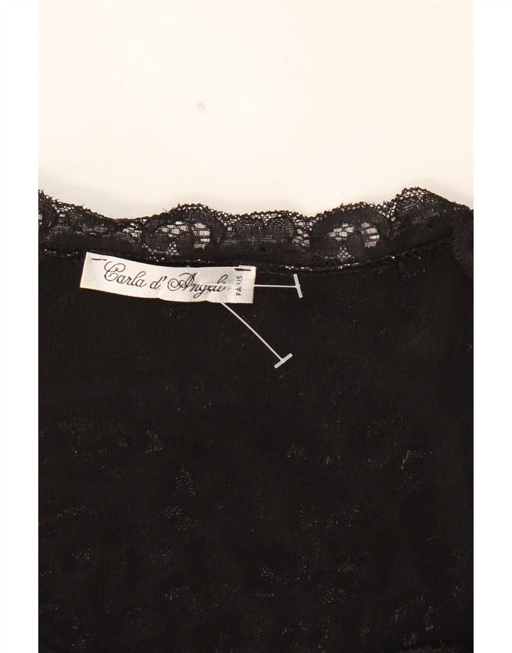 VINTAGE Womens Abstract Pattern Shirt Blouse UK 14 Medium Black Acetate Vintage Vintage and Second-Hand Vintage from Messina Hembry 