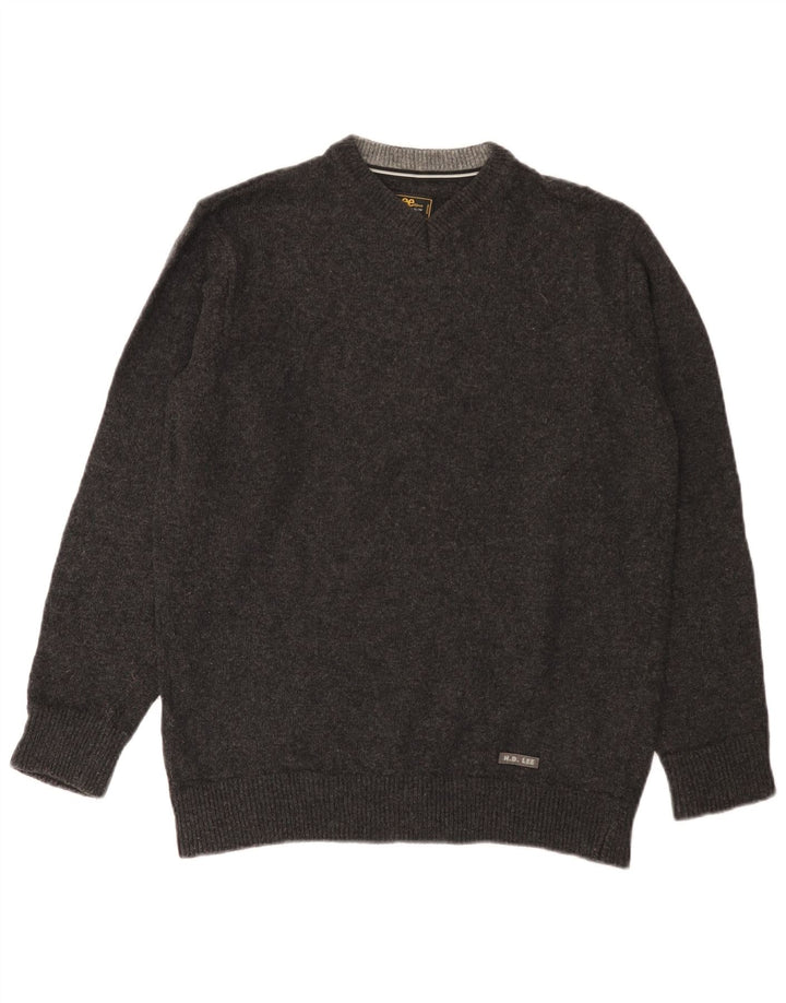 Maglione Lee da uomo con scollo a V in lana grigio medio