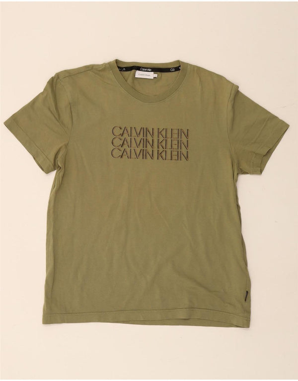 T-shirt grafica da uomo Calvin Klein Top grande in cotone verde
