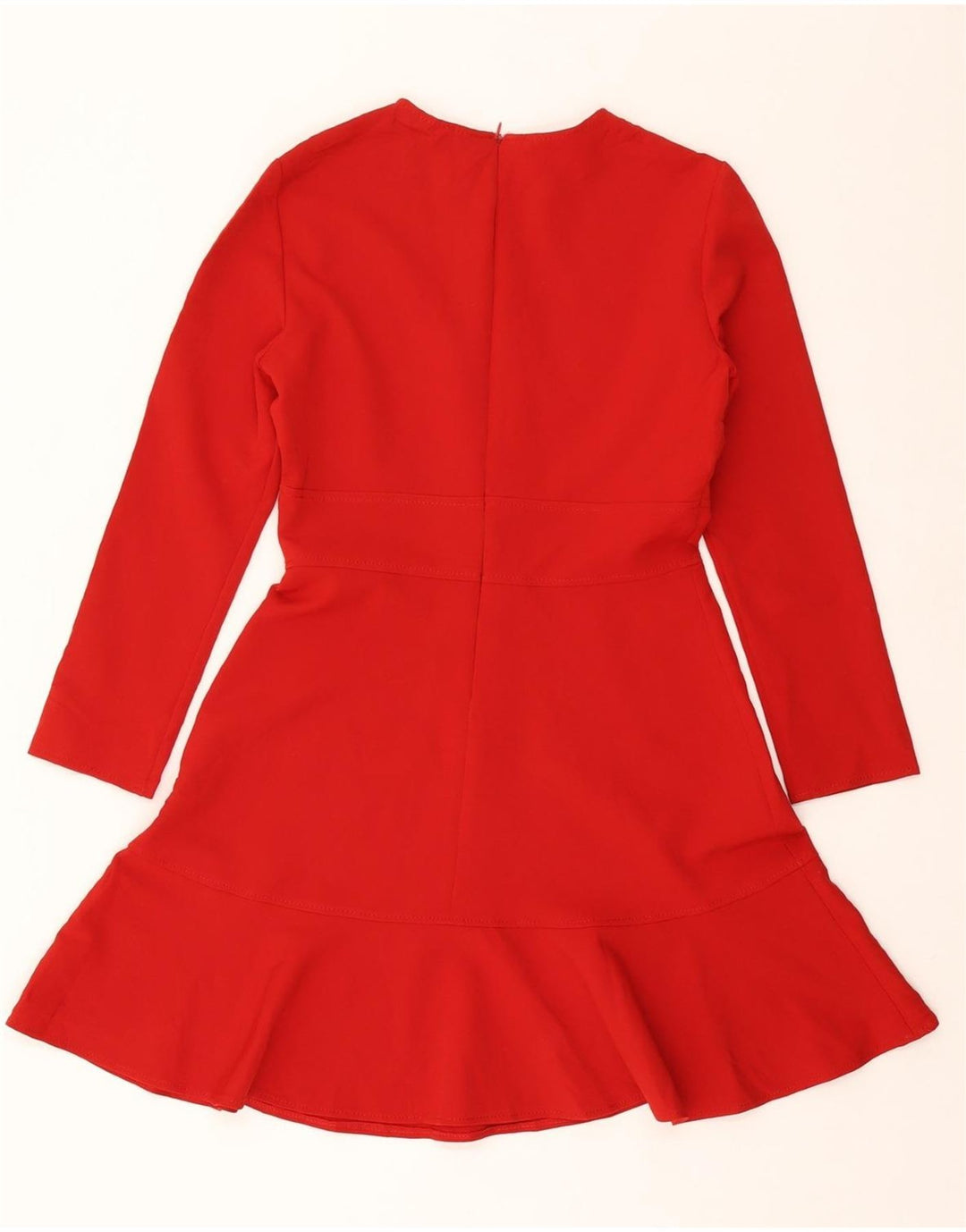 Abito a trapezio a maniche lunghe da donna ZARA UK 12 medio rosso poliestere
