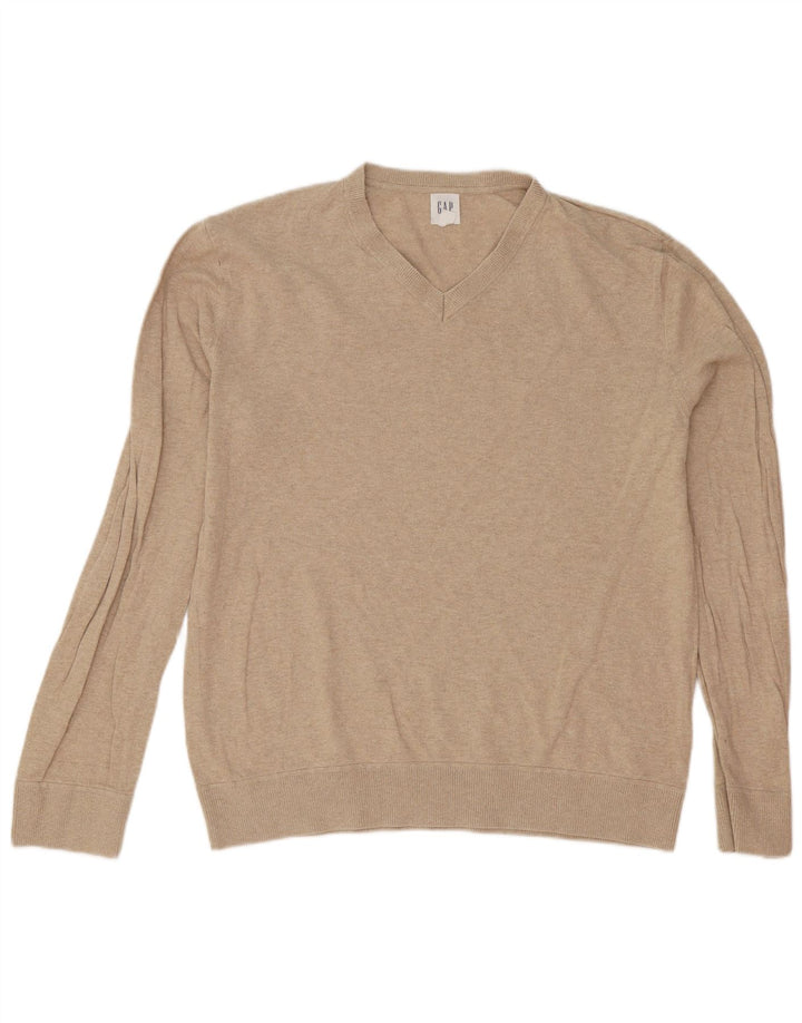 Gap Maglione da uomo con scollo a V, grande, in cotone beige