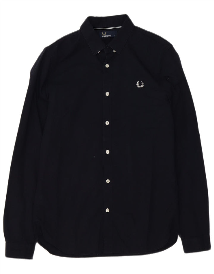 Camicia da uomo Fred Perry piccola in cotone blu navy
