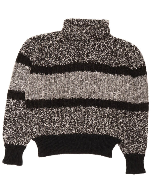 Maglione maglione corto da donna Lorsay con collo alto UK 14 blocco colore nero medio