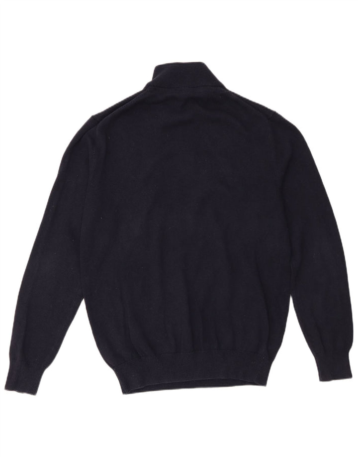 Crew Clothing Maglione da uomo con collo con zip, cotone medio blu navy