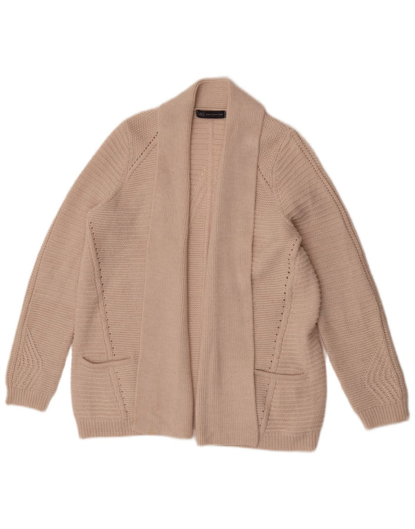 Maglione cardigan aperto da donna Marks & Spencer UK 16 grande acrilico beige