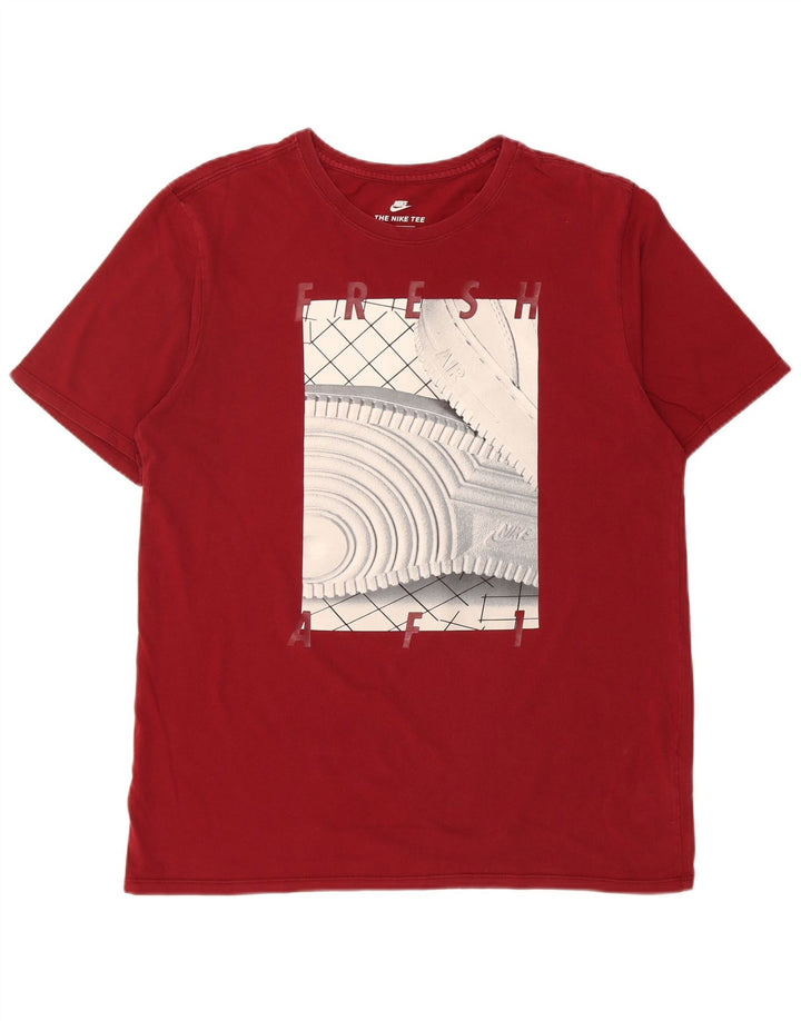 NIKE Mens Athletic Cut Graphic T-Shirt Top Large Red Cotton