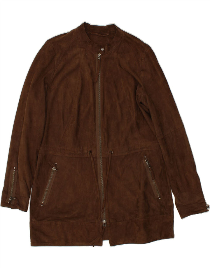BIBA Womens Leather Coat UK 10 Small Brown Leather Vintage Biba and Second-Hand Biba from Messina Hembry 