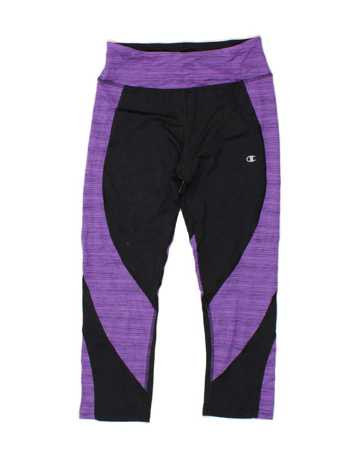 CHAMPION Womens Leggings UK 10 Small  Black Colourblock Polyester Vintage Champion and Second-Hand Champion from Messina Hembry 