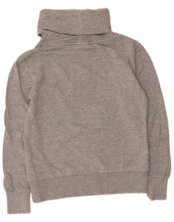 Felpa da donna Diadora con collo alto, maglione UK 10, piccolo cotone chiazzato grigio