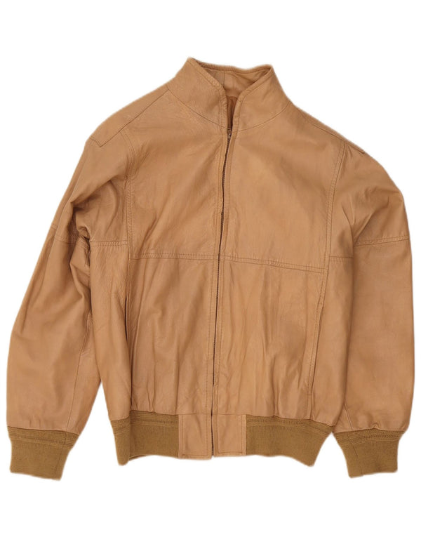 Giubbotto bomber in pelle vintage da donna IT 48 XL Beige