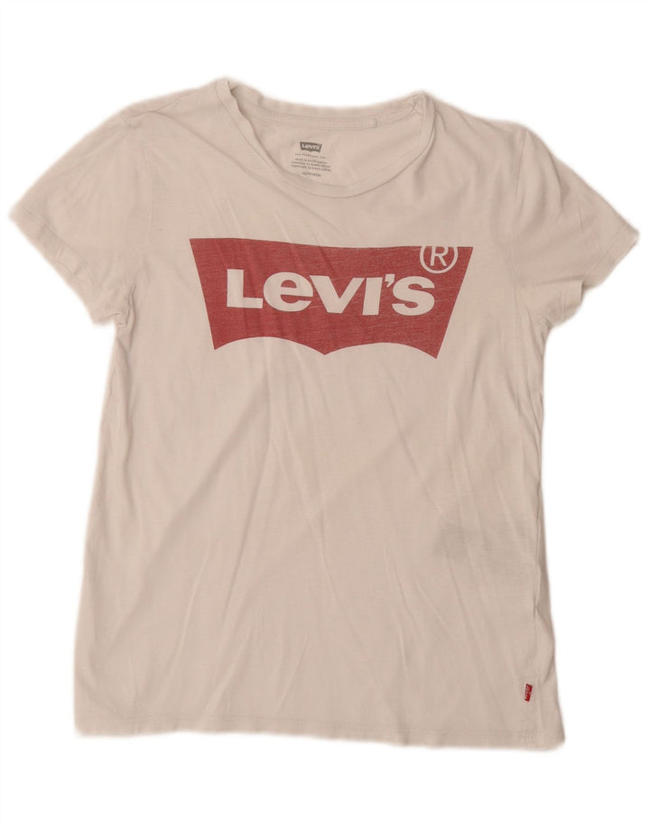 T-shirt grafica da donna LEVI'S Top UK 6 XS cotone bianco