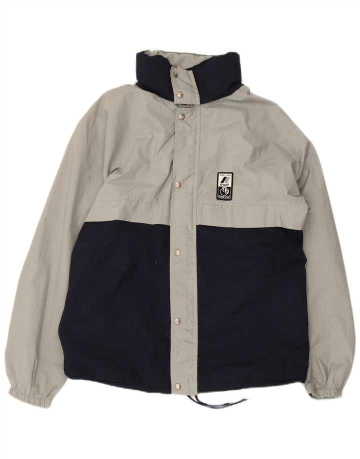 Giacca antipioggia da uomo con cappuccio K-Way UK 38 Medium Navy Blue Colourblock Poliestere