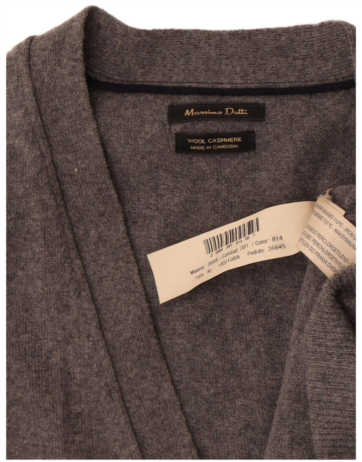Maglione cardigan senza maniche da uomo Massimo Dutti XL in lana grigia