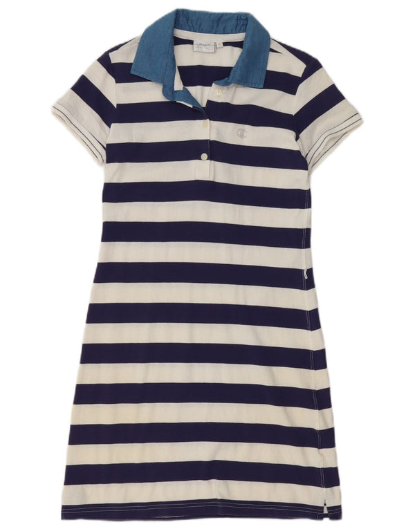 CHAMPION Abito polo da donna con vestibilità Heritage UK 10 piccolo a righe blu navy