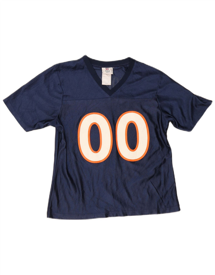 T-shirt grafica da donna NFL Broncos Top UK 10 piccola in poliestere blu navy