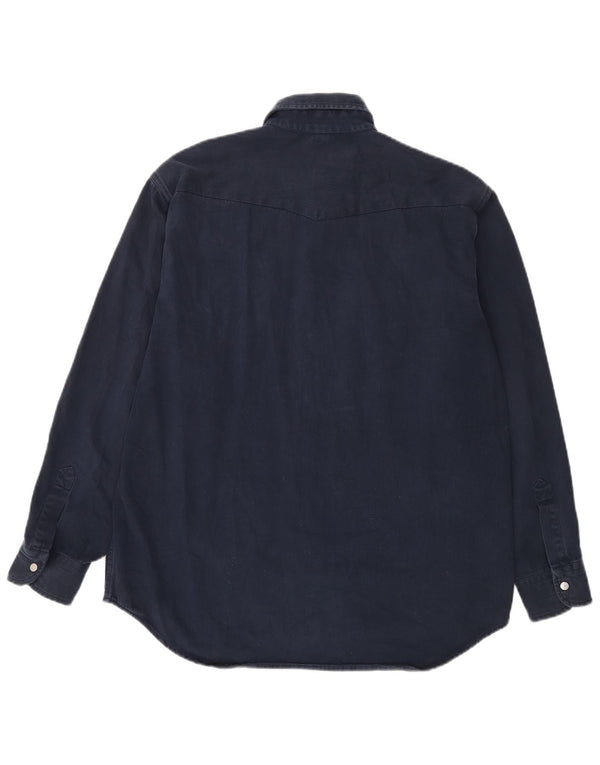 Camicia da uomo Carrera taglia 39/40 cotone medio blu navy