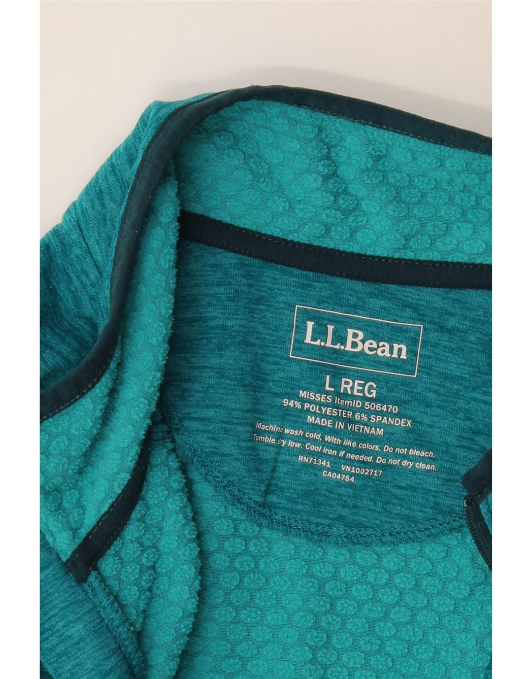 L.L.Bean Top da tuta pullover con zip e collo da donna UK 16 Large Verde Poliestere