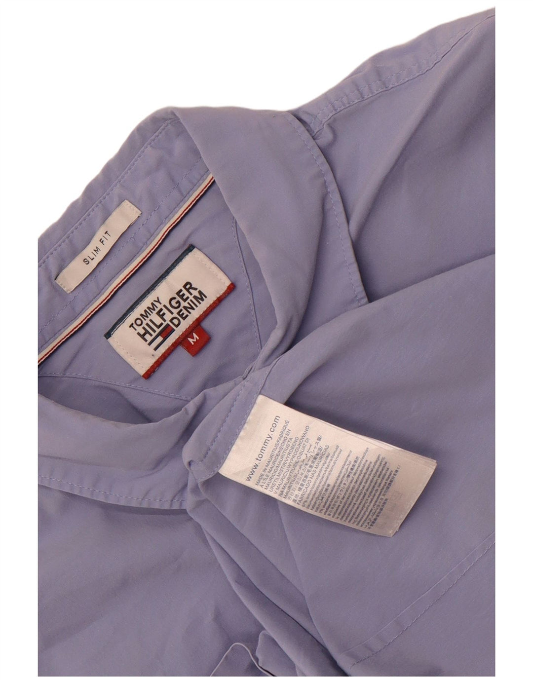 Camicia slim fit da uomo Tommy Hilfiger in cotone blu medio