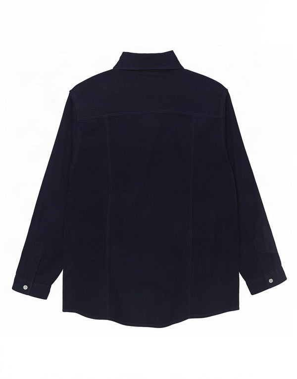 Camicia da donna in velluto a coste Mustang UK 14 Cotone medio blu navy