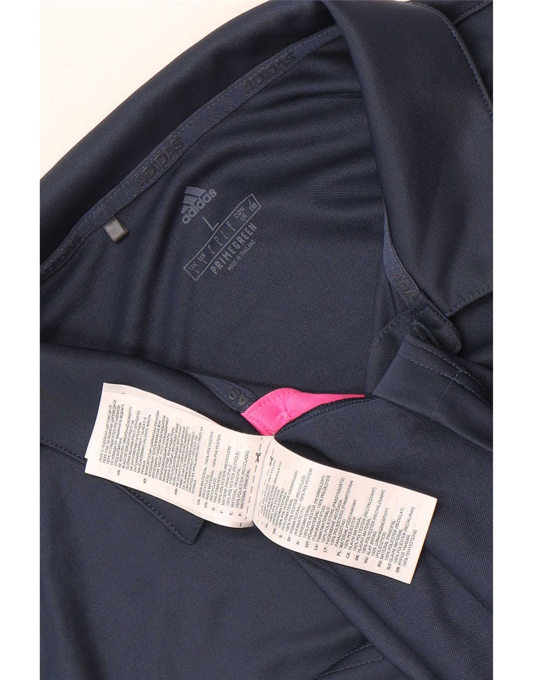 Polo Adidas da uomo grande in poliestere color block blu navy