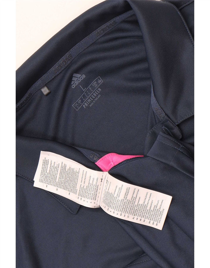 Polo Adidas da uomo grande in poliestere color block blu navy
