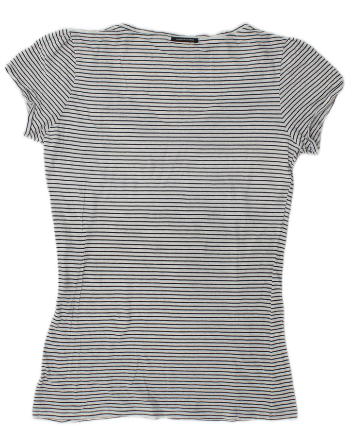 T-shirt grafica da donna Maison Scotch taglia 1 piccola a righe bianche