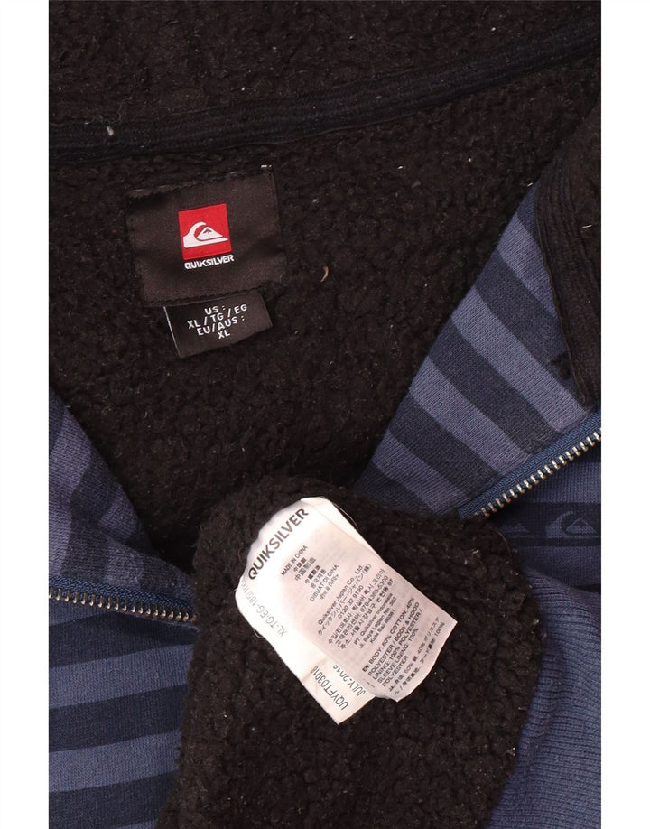 Maglione con cappuccio e zip Sherpa da uomo QUIKSILVER XL in cotone a righe blu