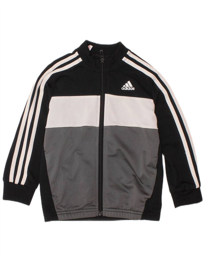 Giacca da tuta ADIDAS da ragazzo 4-5 anni in poliestere color block nero
