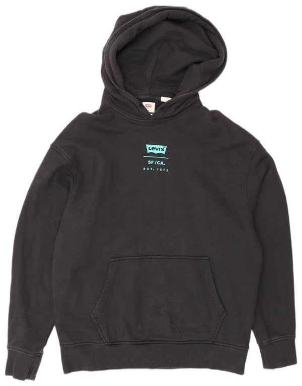 Levi's Felpa con cappuccio grafica da uomo con vestibilità rilassata, cotone medio nero