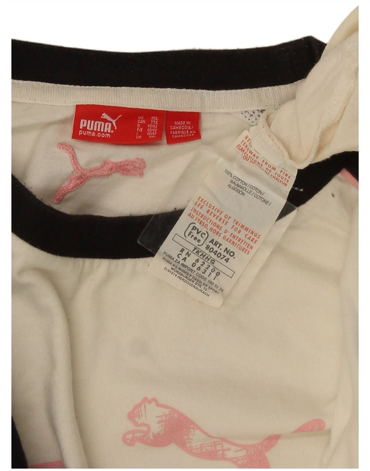 Puma Maglietta grafica da uomo a maniche lunghe 2XL Cotone color block bianco