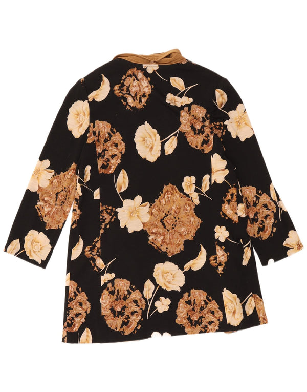 Luisa Spagnoli maglione cardigan lungo da donna UK 14 medio nero floreale