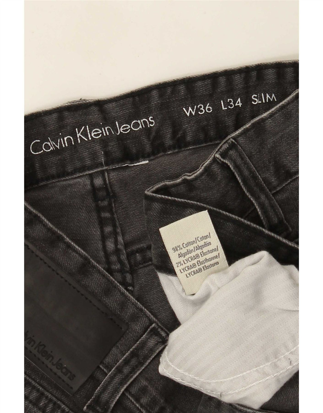 Jeans slim da uomo Calvin Klein W36 L34 cotone grigio