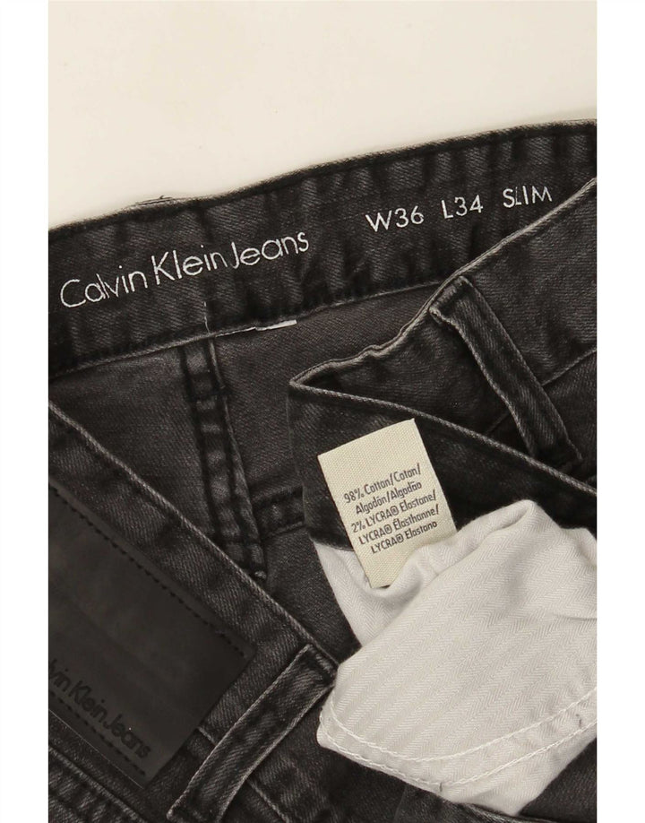 Jeans slim da uomo Calvin Klein W36 L34 cotone grigio
