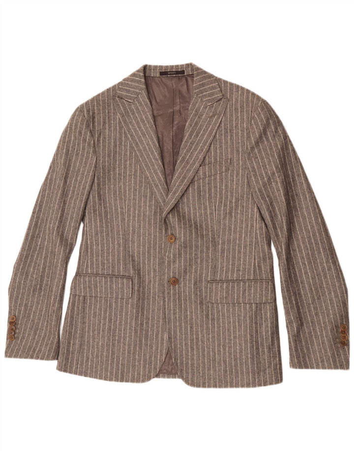 Giacca blazer da uomo a 2 bottoni Seventy IT 50 grande lana a righe grigie