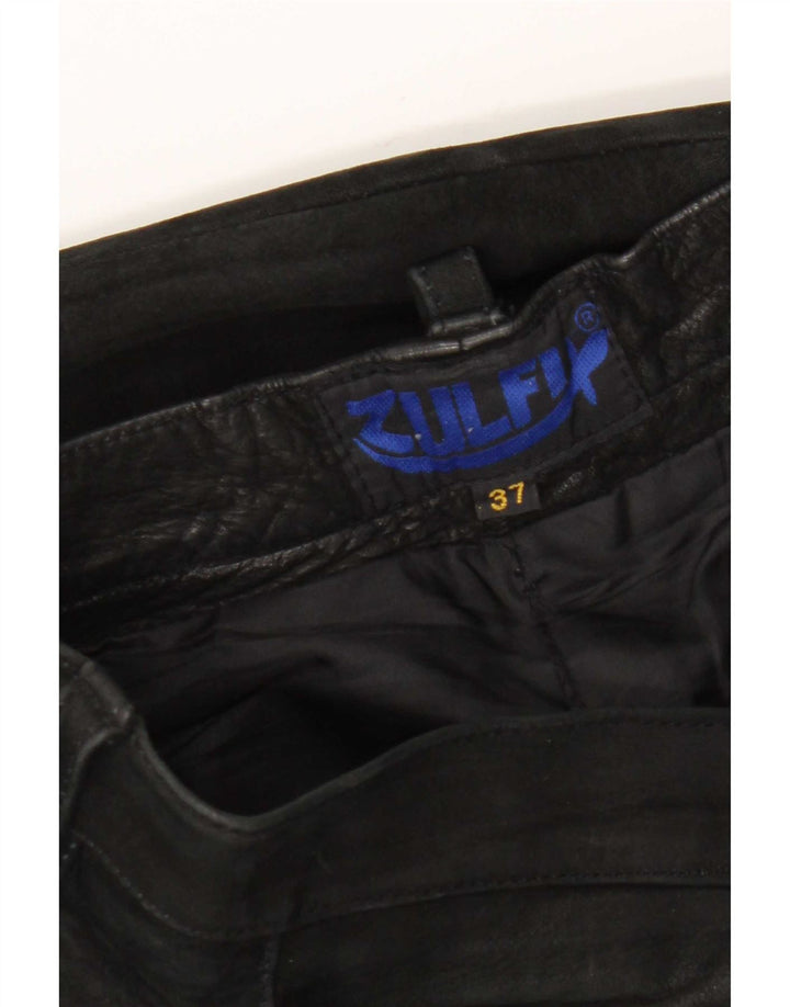 Pantaloni dritti in pelle vintage da uomo W37 L30 neri