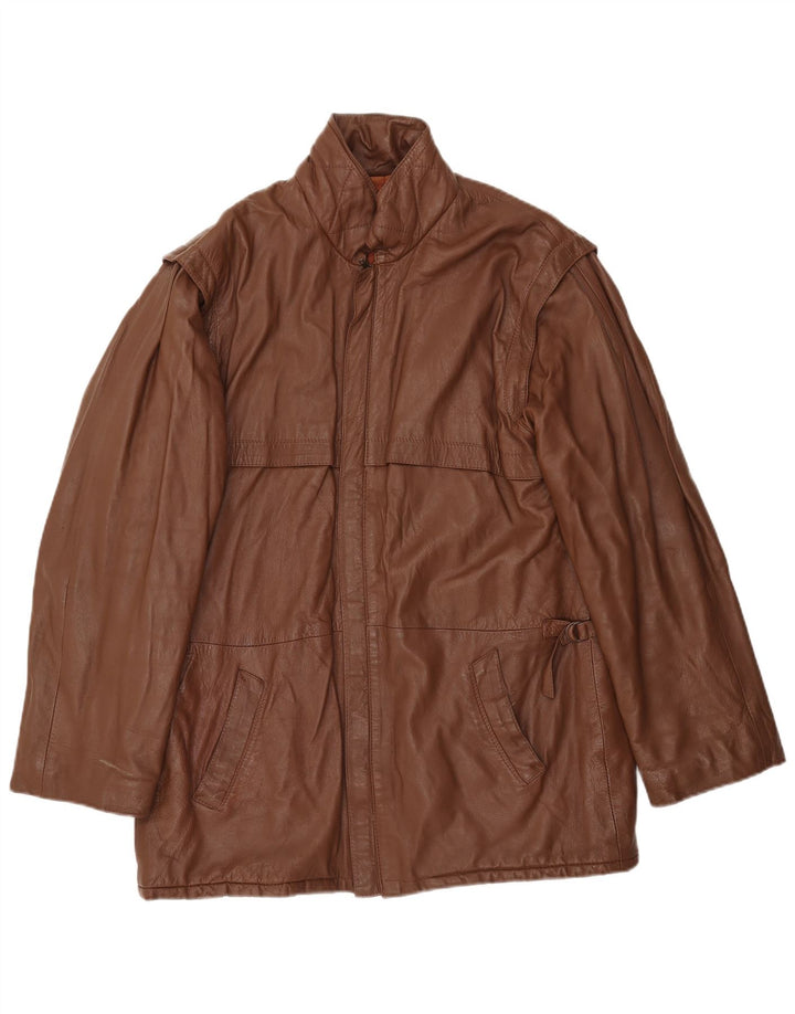 Giacca in pelle vintage da uomo IT 54 2XL Pelle marrone
