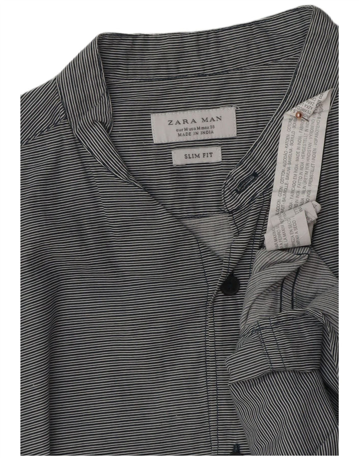 Camicia Zara da uomo slim fit in cotone gessato grigio medio