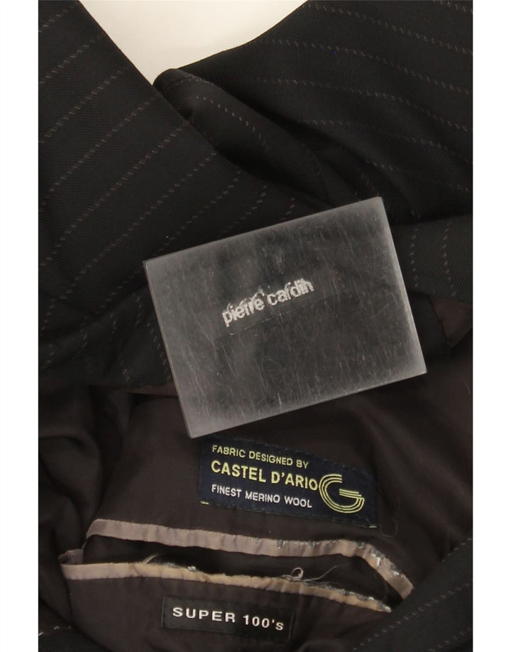 PIERRE CARDIN Giacca blazer da uomo a 2 bottoni UK 38 gessato medio nero