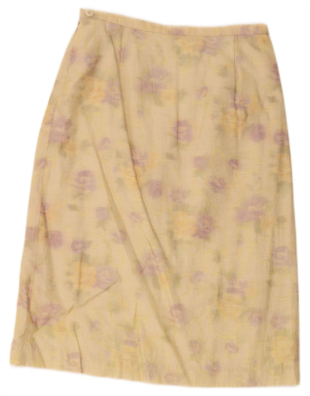 Gonna a trapezio da donna vintage media W24 floreale gialla