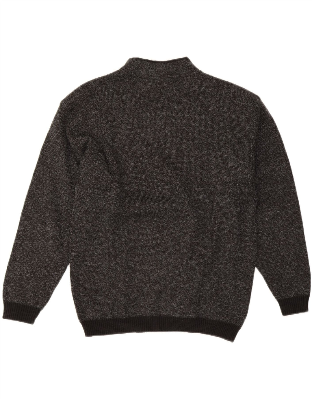 VINTAGE Mens Graphic Turtle Neck Jumper Sweater Medium Grey Wool