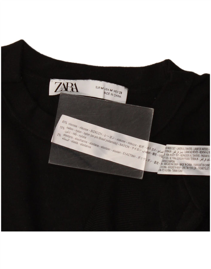 Maglione maglione girocollo da donna Zara UK 14 viscosa nera media