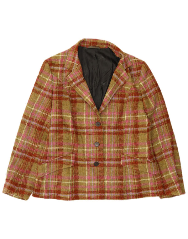 Giacca blazer vintage da donna a 3 bottoni IT 50 XL a quadri multicolore