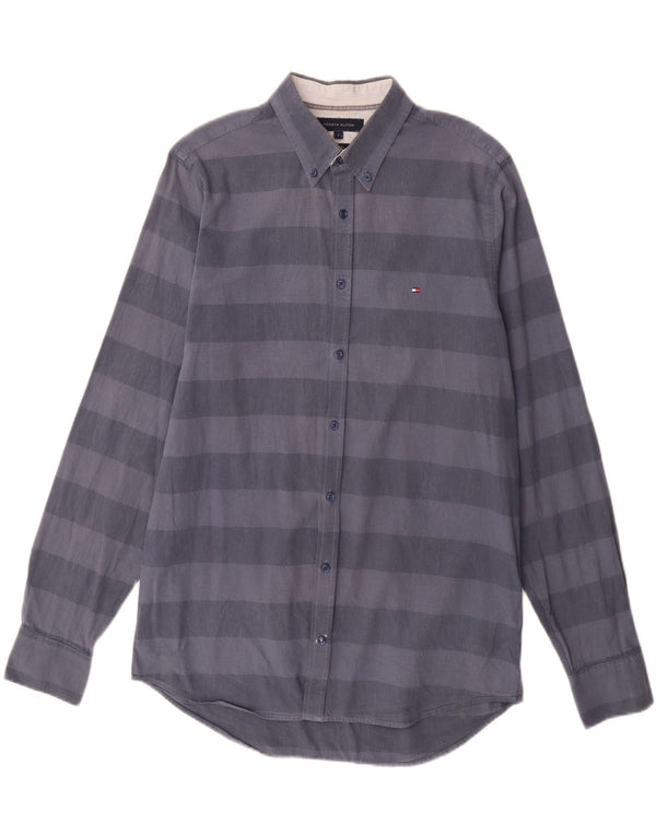 Camicia slim fit da uomo Tommy Hilfiger grande cotone a righe blu navy