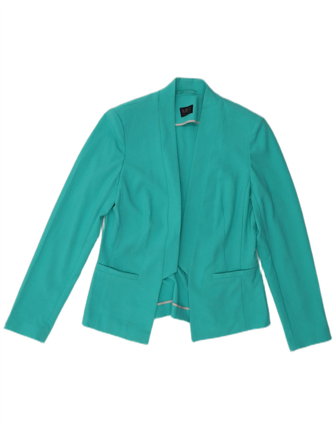Giacca Marks & Spencer da donna Open Blazer UK 10 Small Turchese Poliestere