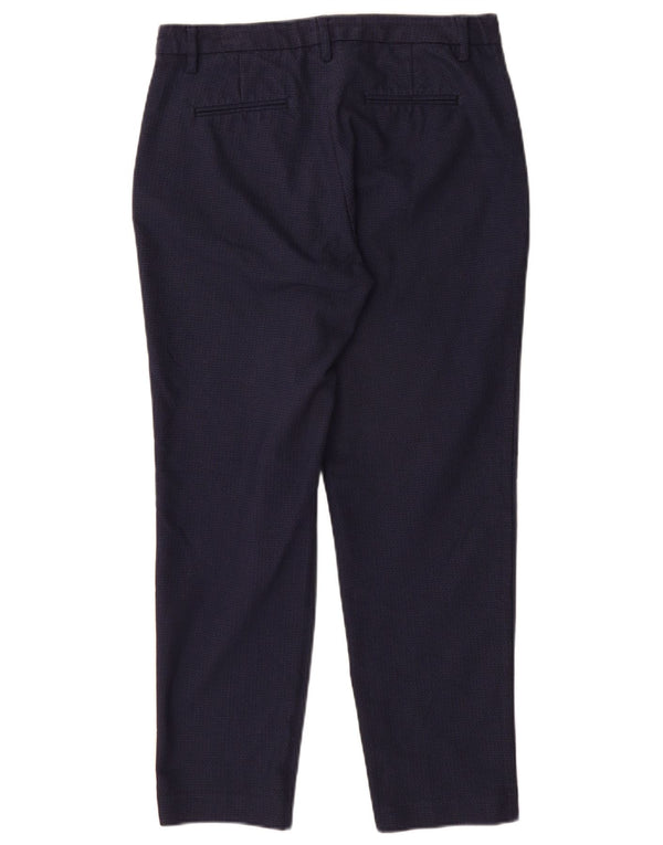 Pantaloni chino slim da donna Benetton UK 10 Small W28 L27 Blu navy geometrico