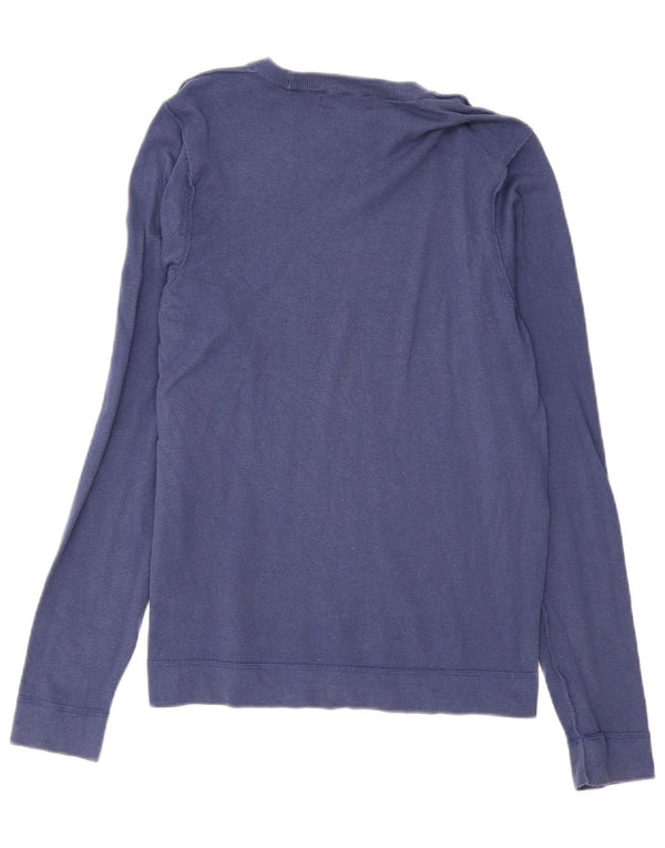 Top grafico da uomo Zara a maniche lunghe in cotone geometrico blu navy medio