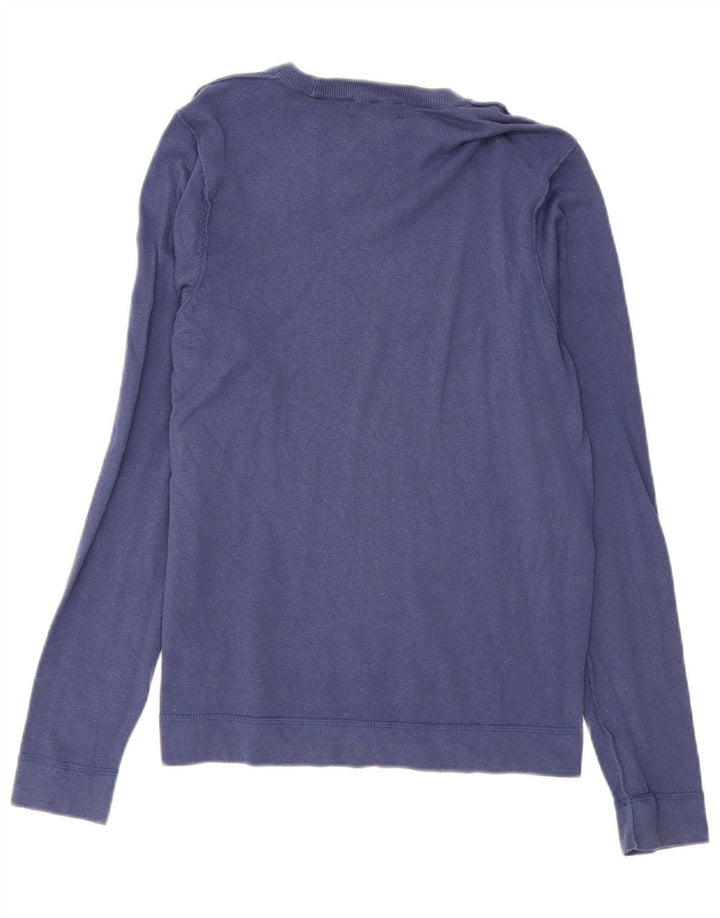 Top grafico da uomo Zara a maniche lunghe in cotone geometrico blu navy medio